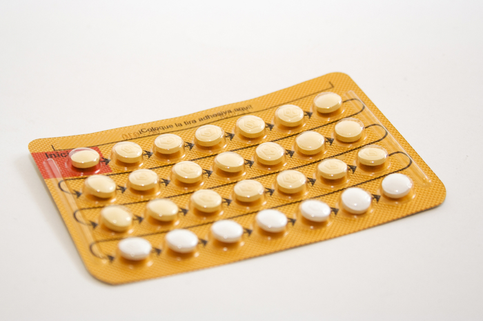 A sheet of contraceptive pills