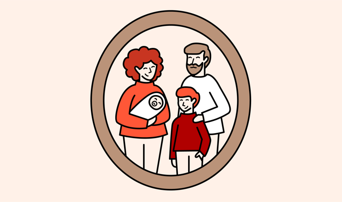 Illustrasjon av personalet, familien min og jeg