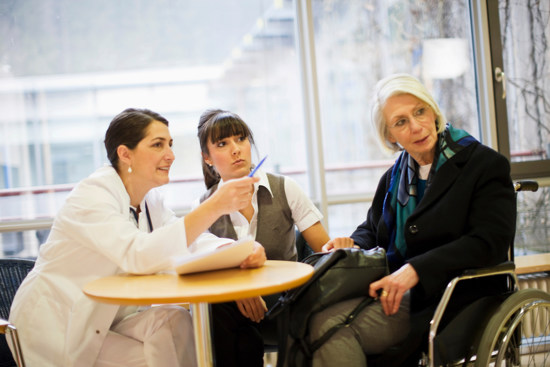 Three women looking in the same direction