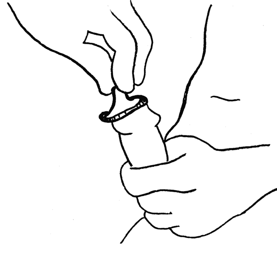 Illustration of putting on a condom