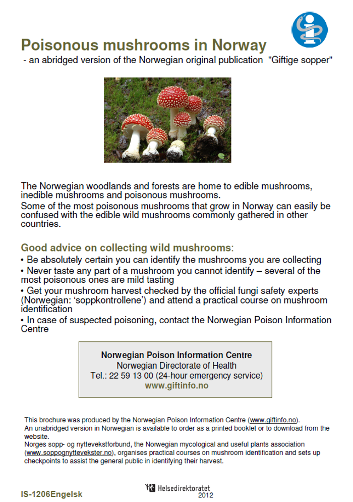 Leaflet on piosonous mushrooms in Norway