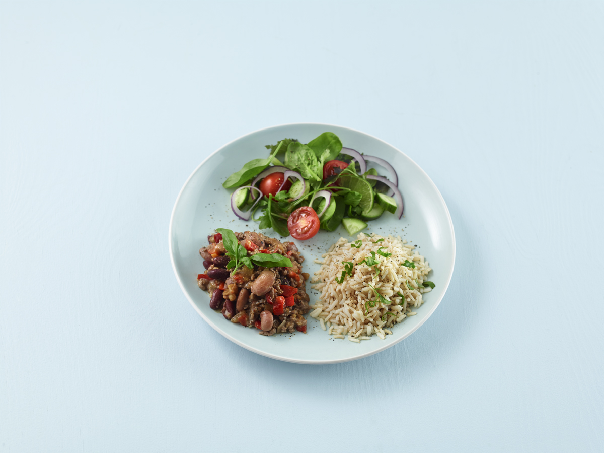 Chili con carne, Slik kan maten være fordelt på tallerkenen din