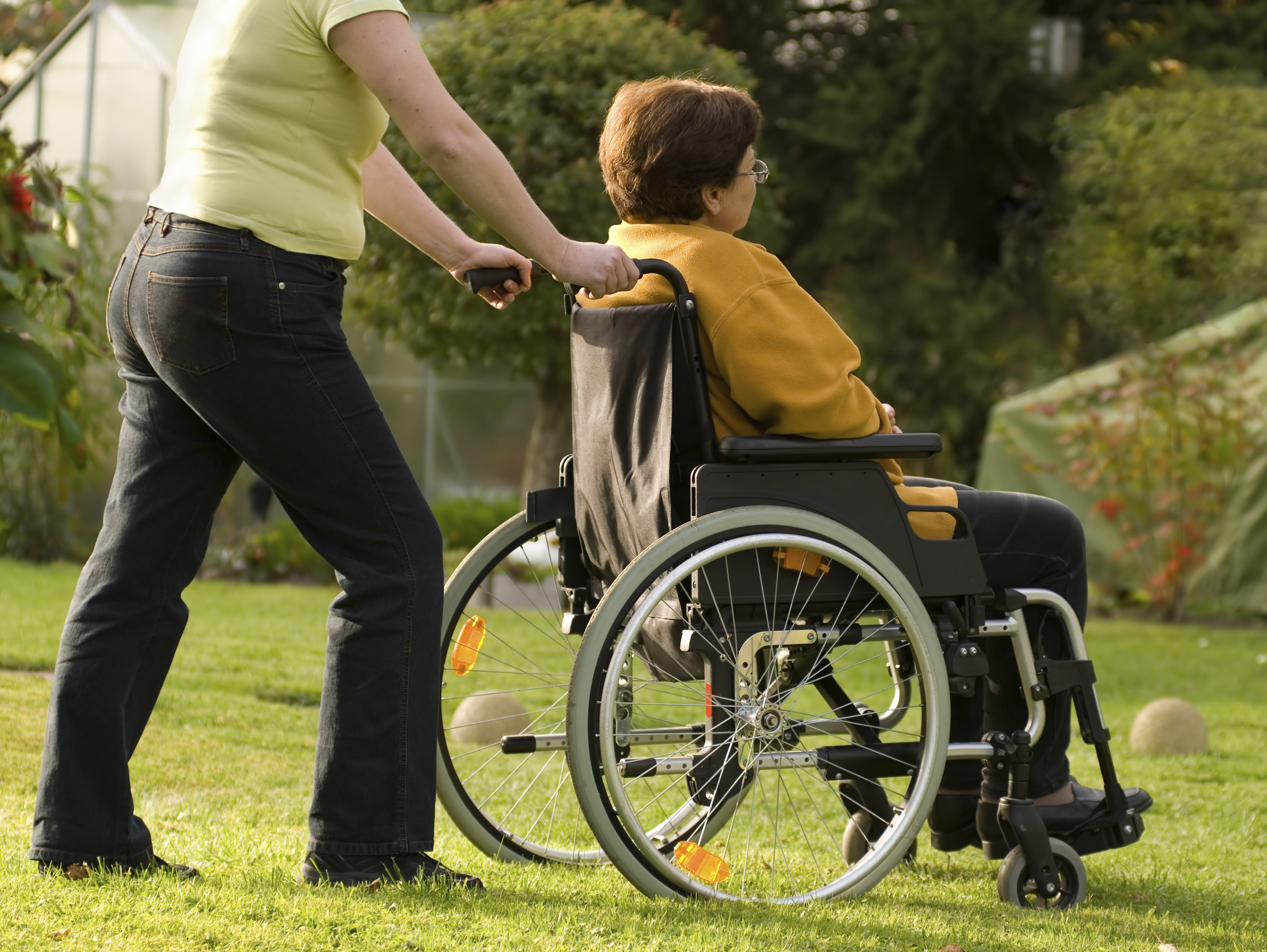Person pushing a wheelchair